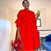 Cotton Pleated Loose Plus Size Dress