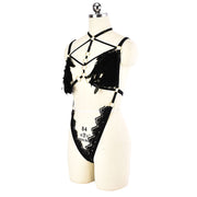 Women's Harness Underwear Feather Lace Cutout Set