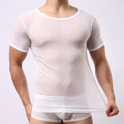 Gay Men's Full Transparent Mesh Men's Short Sleeved T-shirt