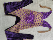 Gray Velvet Rhinestone Stretch One-piece Stage Performance Clothing Woman