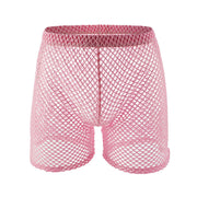 Mesh Men's Middle Hollow-out Cropped Shorts