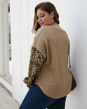 Plus size women's leopard stitch sweater