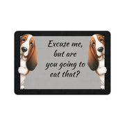 Basset Hound Dog Bowl  Mat (12x18), Dog water bowl mat, pet food mat for dogs, basset hound dog bowl mat, mat for basset hound food, basset hound