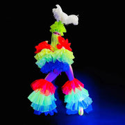 Drag Queen Outfit, Drag Queen Dress, Drag Show Rainbow Lace Puffy Feather Tassel Headdress Performance Clothing Set