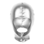 Unisex Latex Hood Mask Shiny Metallic OpenMouth Hole