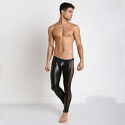 Gay Men's PU Leather Mesh Tights