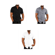 Men's Solid color button linen shirt