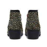 Men's and Women's Blue Cheetah Print Boots, Blue, Men's & Women's Blue Leopard Print boots, leopard print shoes