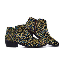 Men's and Women's Blue Cheetah Print Boots, Blue, Men's & Women's Blue Leopard Print boots, leopard print shoes