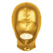Unisex Latex Hood Mask Shiny Metallic OpenMouth Hole