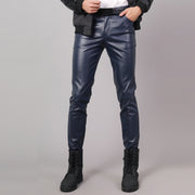Korean Slim Leather Men's Slim Pants
