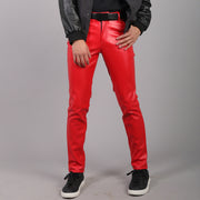 Korean Slim Leather Men's Slim Pants