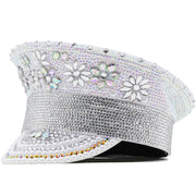 Women's Wedding Versatile Gold Diamond Police Hat Duck Tongue Hat Party Carnival Flat Hat Performance Hat
