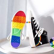 Gay Pride Women's high top rainbow canvas shoes