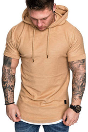 Solid color hooded T-shirt