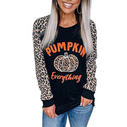 Halloween Funny Women's Print Round Neck Long Sleeve T-Shirt Top