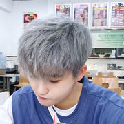 Cool Japanese Ice Blue Grey Men's Wig Cover