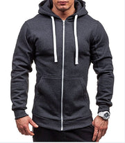 New casual hoodie zippered hoodie jacket men's solid color cardigan