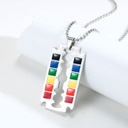 Gay Pride Dog Tags, Gay Pride Necklace, LGBT Pride Rainbow Double Layer Stainless Steel Pendant Necklace Gay Lesbian Bisexual Transgender Equality Jewelry