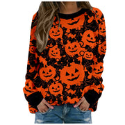 Halloween Ladies Print Long-sleeved Sweater