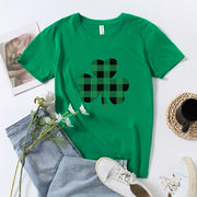 Fashion St. Patrick's Day new clover print men's and women's loose pullover short sleeved T-shirt