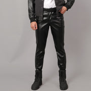 Korean Slim Leather Men's Slim Pants