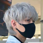 Cool Japanese Ice Blue Grey Men's Wig Cover