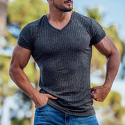 Men's Summer V-neck Sports Breathable Bottoming Shirt