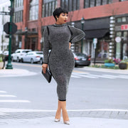 Long Sleeve Net Yarn Hot Rhinestone Dress Nightclub Dress