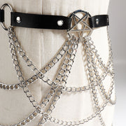 Women's Multi-layer Chain Belt Hollow Fringe Body Chain Sexy Pin Buckle Five-pointed Star Belt Sexy Harness Leather Goods