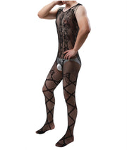 Gay Men's Bodysuit, Men's Pantyhose Transparent Ultra-thin High Elasticity Butterfly