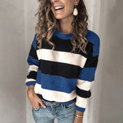 Plus size women's contrast striped sweater