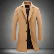 CJ Autumn And Winter New Mens Solid Color Casual Business Woolen Coats