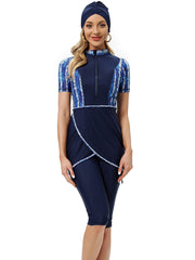 Short Sleeve Ladies Conservative Swimsuit Women Beach