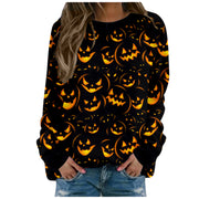 Halloween Ladies Print Long-sleeved Sweater