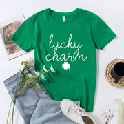 Fashion St. Patrick's Day new clover print men's and women's loose pullover short sleeved T-shirt