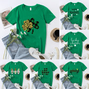 Fashion St. Patrick's Day new clover print men's and women's loose pullover short sleeved T-shirt