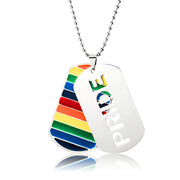 Gay Pride Dog Tags, Gay Pride Necklace, LGBT Pride Rainbow Double Layer Stainless Steel Pendant Necklace Gay Lesbian Bisexual Transgender Equality Jewelry