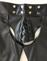 Sexy lingerie men's patent leather men's tights wild leather shorts