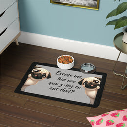 Pug  Dog Bowl Mat (12x18), Dog water bowl mat, pet food mat for dogs, Greyhound dog bowl placemat, Dog Bowl mat, Water bowl mat
