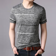 T Shirts Mens Summer O Neck Cotton Trending Streetwear Tops Striped Short Sleeve Cool Tee Mens Clothing