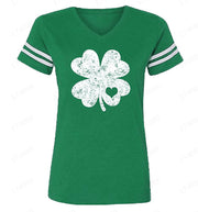 T-shirt St. Patrick's Day printed short-sleeved T-shirt women's casual printed V-neck short-sleeved top
