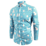 Men's Long Sleeve Christmas Flower Shirt