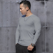 Men's High Elastic Solid Color Sports Casual Button Long Sleeve Shirt