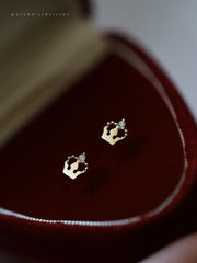 S925 Silver Plating 14K Gold Crowns Sterling Silver Stud Earrings