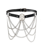 Women's Multi-layer Chain Belt Hollow Fringe Body Chain Sexy Pin Buckle Five-pointed Star Belt Sexy Harness Leather Goods