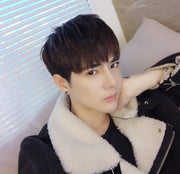 Men's Wig Realistic Black Handsome Boy Short Straight Hair Student Fluffy