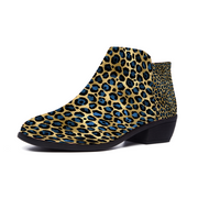 Men's and Women's Blue Cheetah Print Boots, Blue, Men's & Women's Blue Leopard Print boots, leopard print shoes