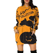 Women's Halloween Loose Long Sleeve Sweatshirt Dress