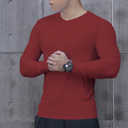 Men's High Elastic Solid Color Sports Casual Button Long Sleeve Shirt